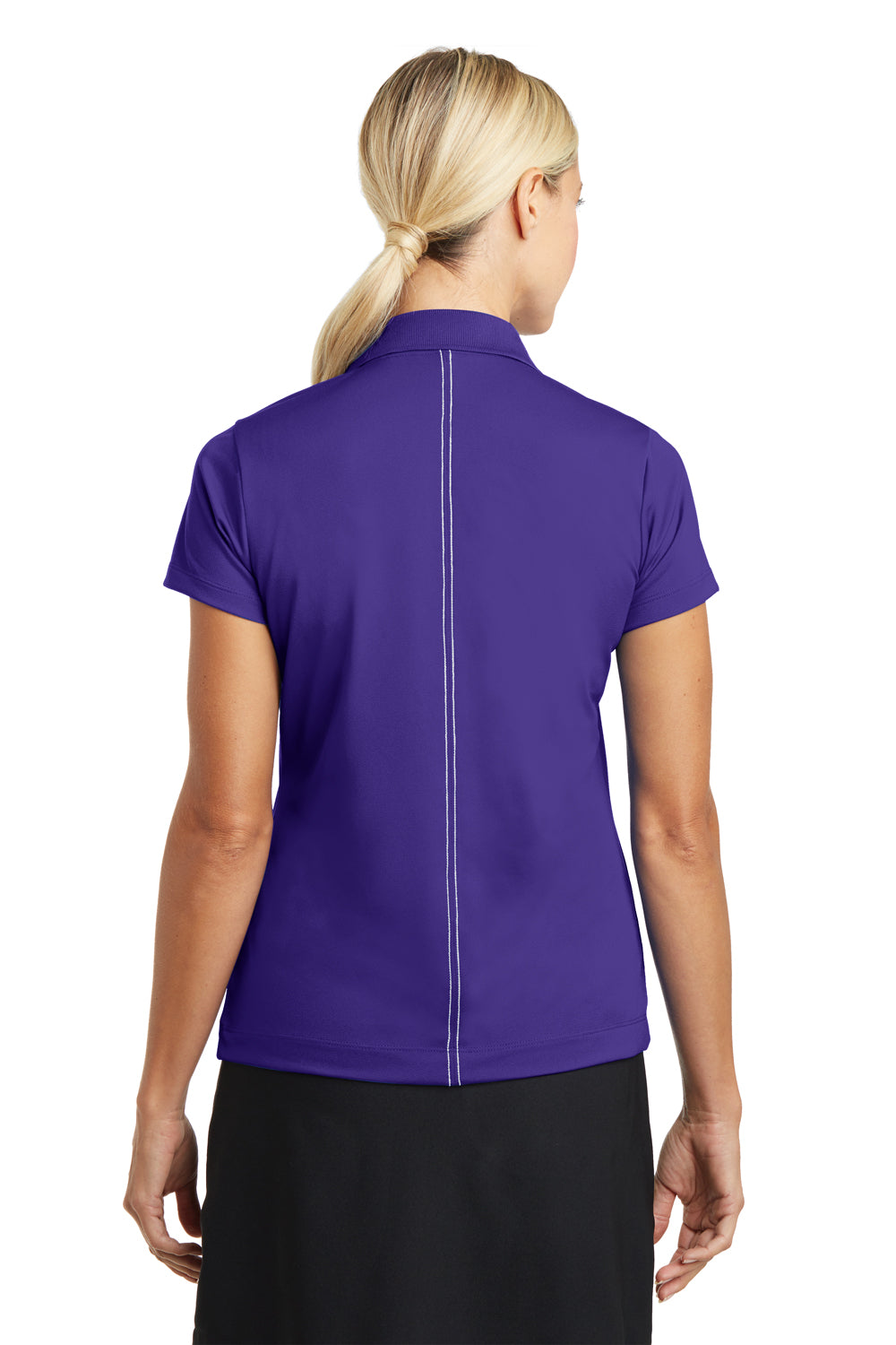 Nike 452885 Womens Sport Swoosh Dri-Fit Moisture Wicking Short Sleeve Polo Shirt Purple Back