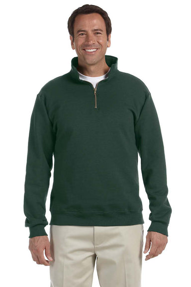 Jerzees 4528 Mens Super Sweats NuBlend Fleece 1/4 Zip Sweatshirt Forest Green Front