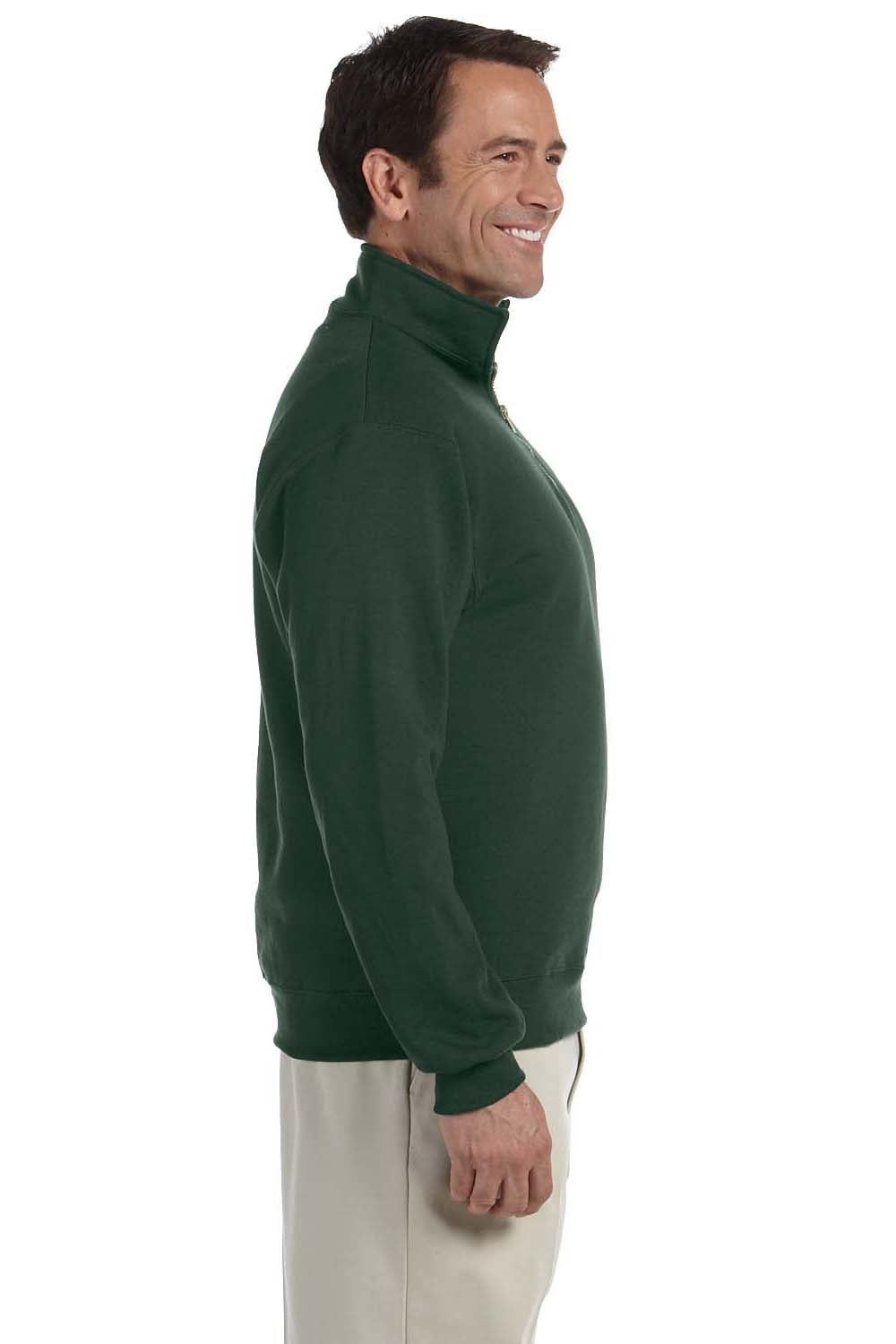 Jerzees 4528 Mens Super Sweats NuBlend Fleece 1/4 Zip Sweatshirt Forest Green Side