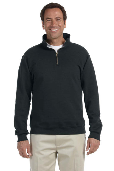 Jerzees 4528 Mens Super Sweats NuBlend Fleece 1/4 Zip Sweatshirt Black Front