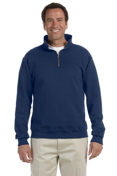 Jerzees 4528 Mens Super Sweats NuBlend Fleece 1/4 Zip Sweatshirt Navy Blue Front