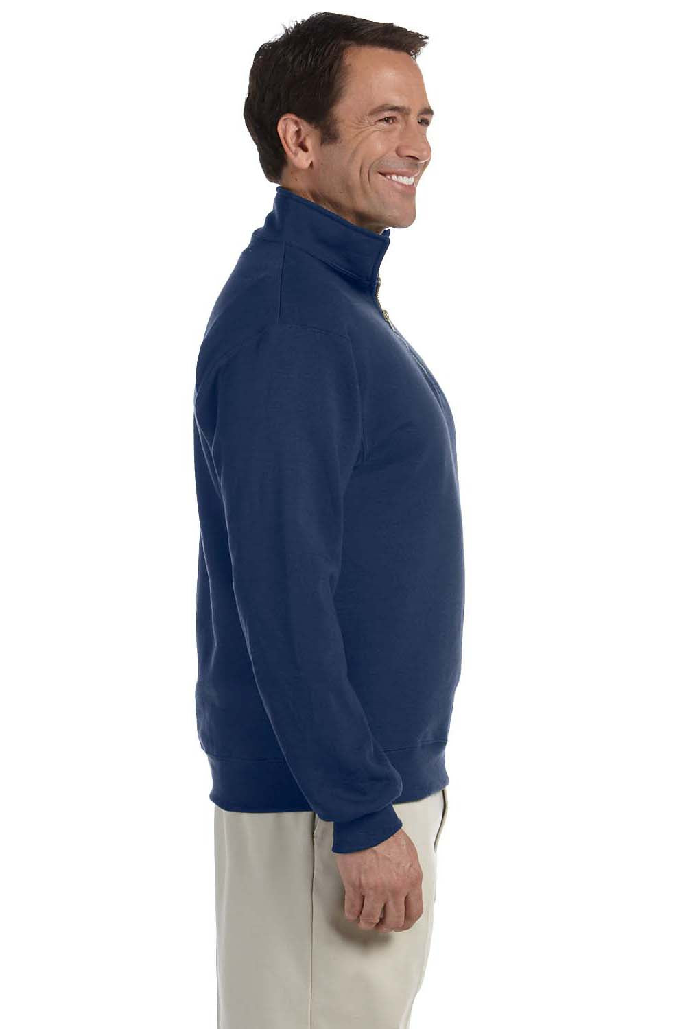 Jerzees 4528 Mens Super Sweats NuBlend Fleece 1/4 Zip Sweatshirt Navy Blue Side