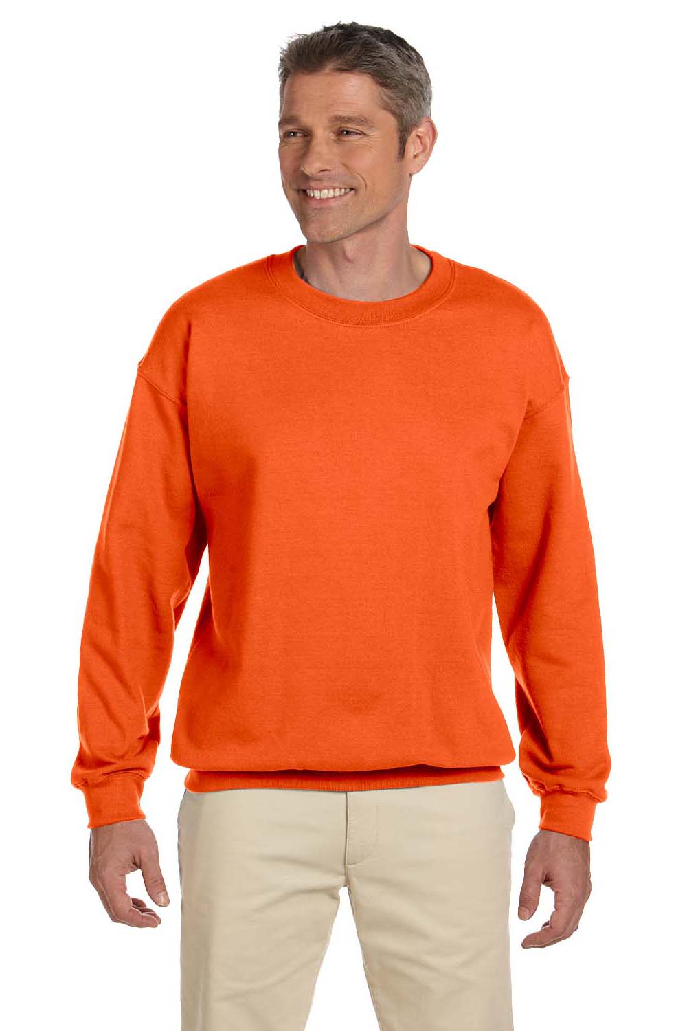 Jerzees 4662 Mens Super Sweats NuBlend Fleece Crewneck Sweatshirt Safety Orange Front