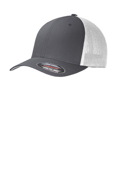Port Authority C812 Mens Stretch Fit Hat Graphite Grey/White Front