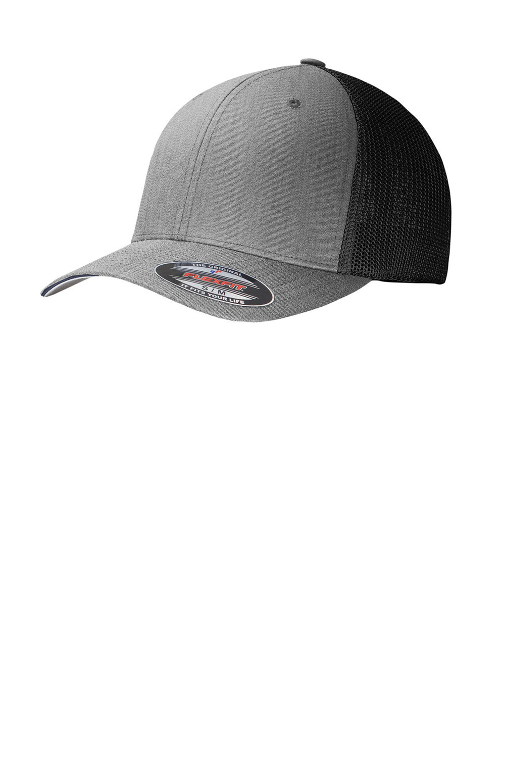 Port Authority C812 Mens Stretch Fit Hat Heather Grey/Black Front