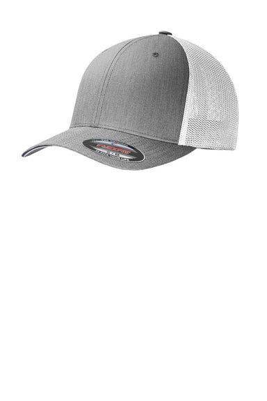 Port Authority C812 Mens Stretch Fit Hat Heather Grey/White Front
