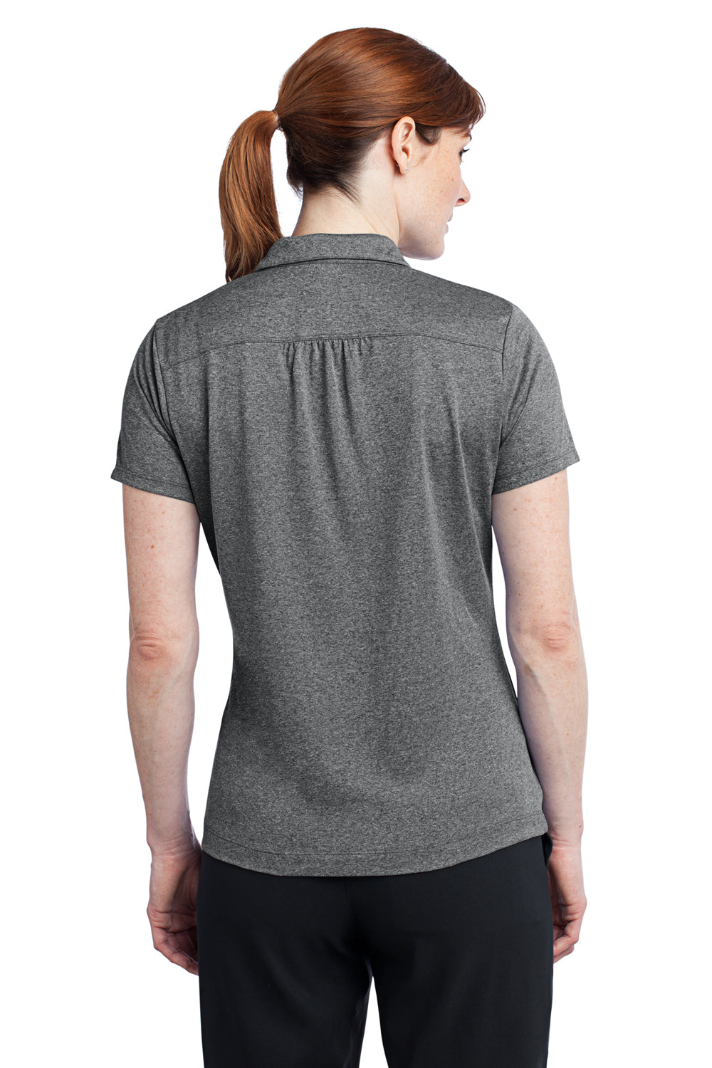 Nike 474455 Womens Dri-Fit Moisture Wicking Short Sleeve Polo Shirt Heather Carbon Grey Back