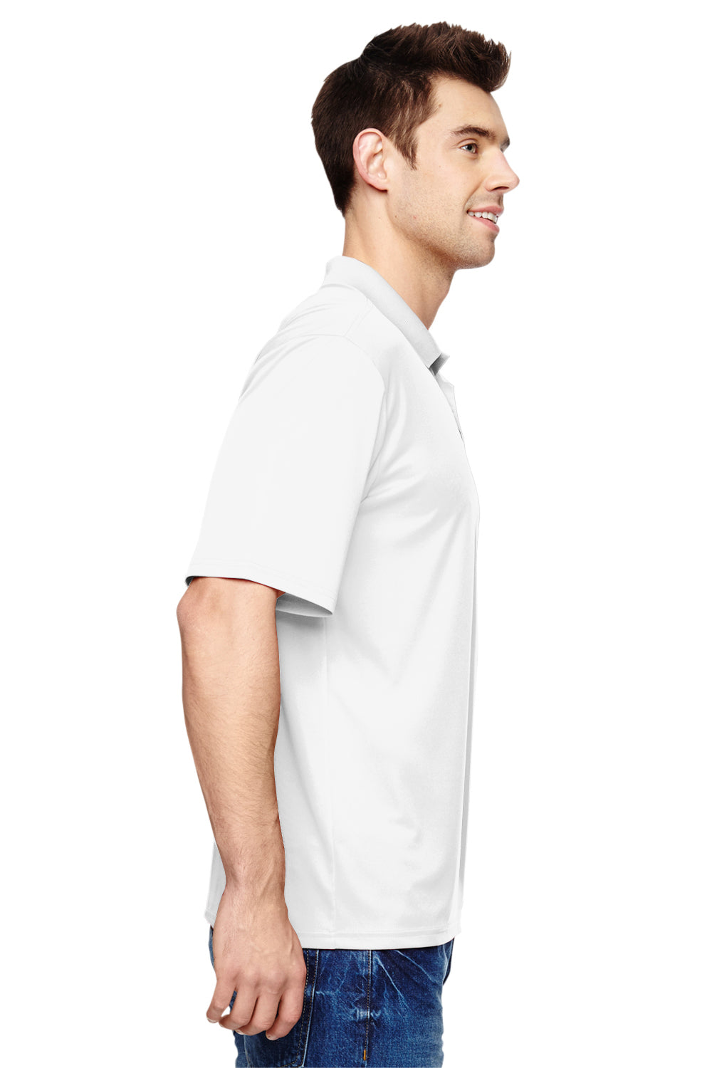 Hanes 4800 Mens Cool Dri Fresh IQ Moisture Wicking Short Sleeve Polo Shirt White Side