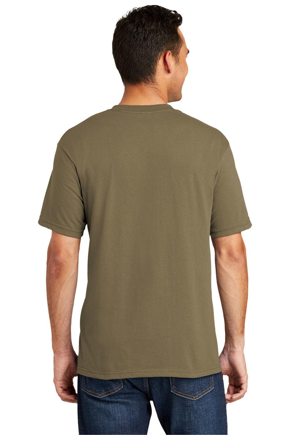 Port & Company USA100 Mens USA Made Short Sleeve Crewneck T-Shirt Coyote Brown Back