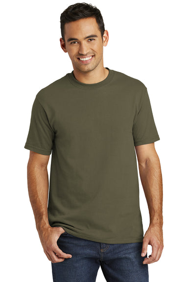 Port & Company USA100 Mens USA Made Short Sleeve Crewneck T-Shirt Olive Drab Green Front