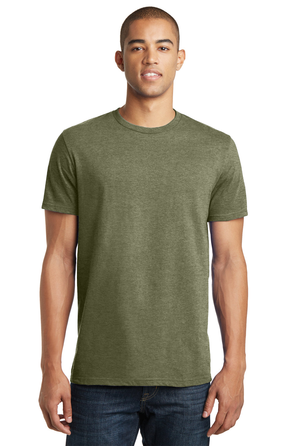 District DT5000 Mens The Concert Short Sleeve Crewneck T-Shirt Military Green Frost Front