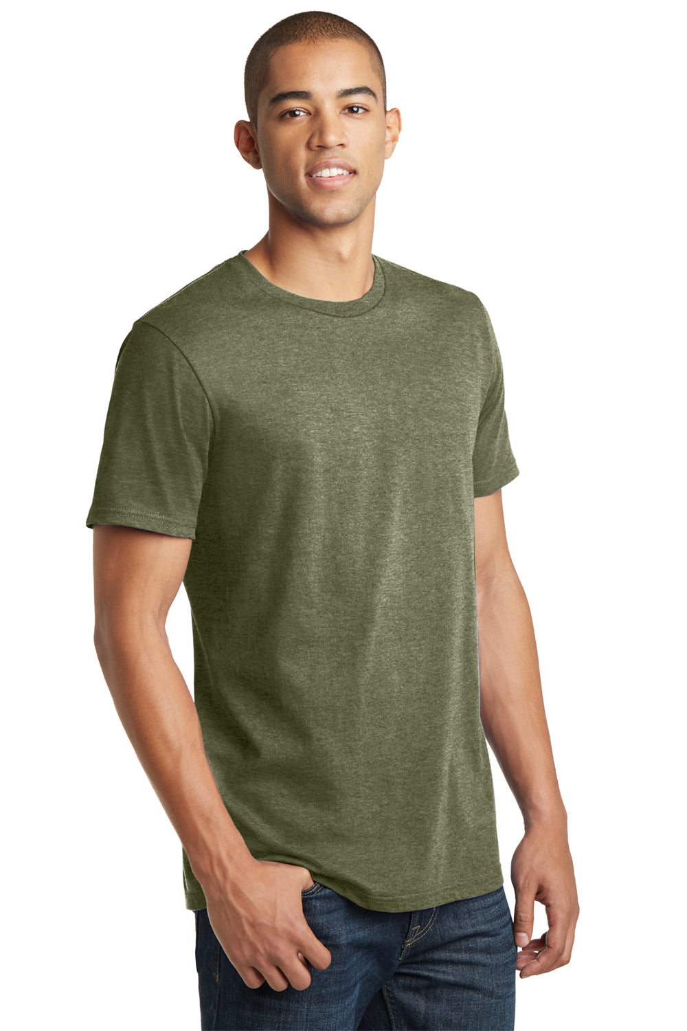 District DT5000 Mens The Concert Short Sleeve Crewneck T-Shirt Military Green Frost 3Q