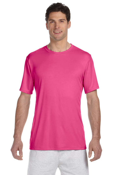 Hanes 4820 Mens Cool DRI FreshIQ Moisture Wicking Short Sleeve Crewneck T-Shirt Wow Pink Front