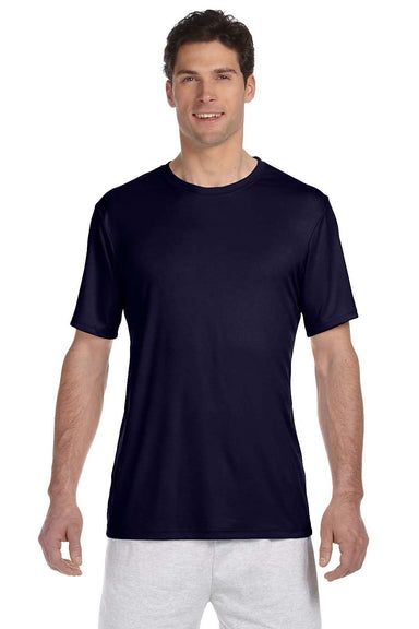 Hanes 4820 Mens Cool DRI FreshIQ Moisture Wicking Short Sleeve Crewneck T-Shirt Navy Blue Front