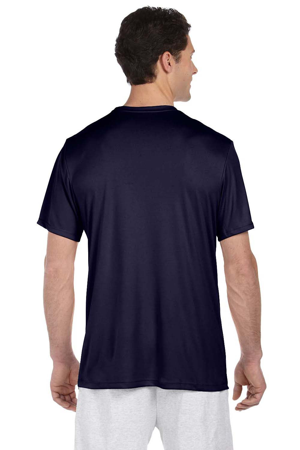 Hanes 4820 Mens Cool DRI FreshIQ Moisture Wicking Short Sleeve Crewneck T-Shirt Navy Blue Back
