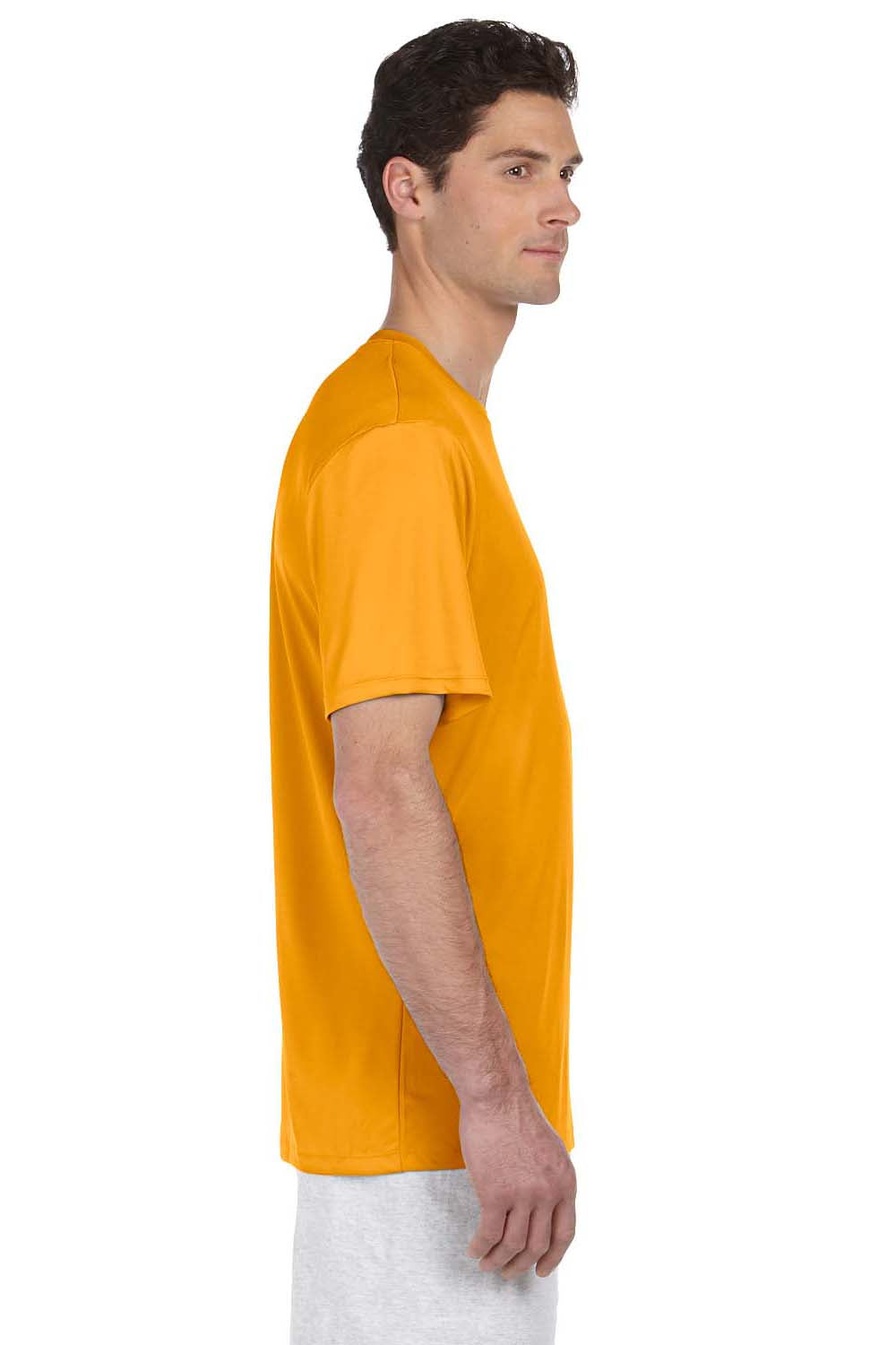Hanes 4820 Mens Cool DRI FreshIQ Moisture Wicking Short Sleeve Crewneck T-Shirt Safety Orange Side