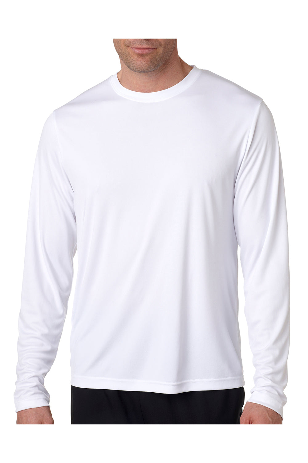Hanes 482L Mens Cool DRI FreshIQ Moisture Wicking Long Sleeve Crewneck T-Shirt White Front