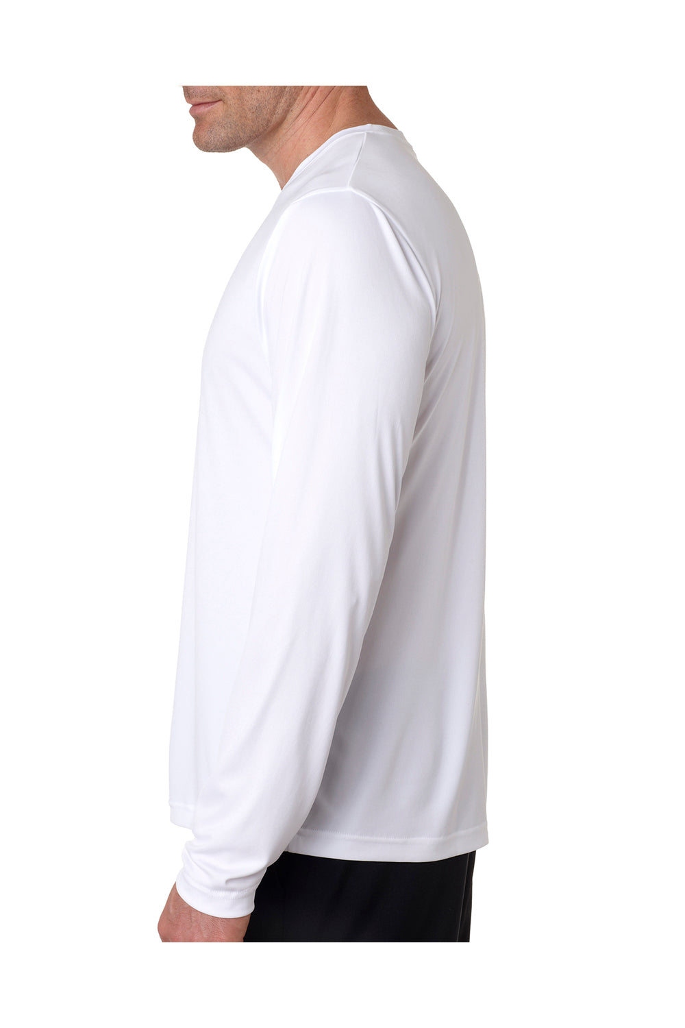 Hanes 482L Mens Cool DRI FreshIQ Moisture Wicking Long Sleeve Crewneck T-Shirt White Side