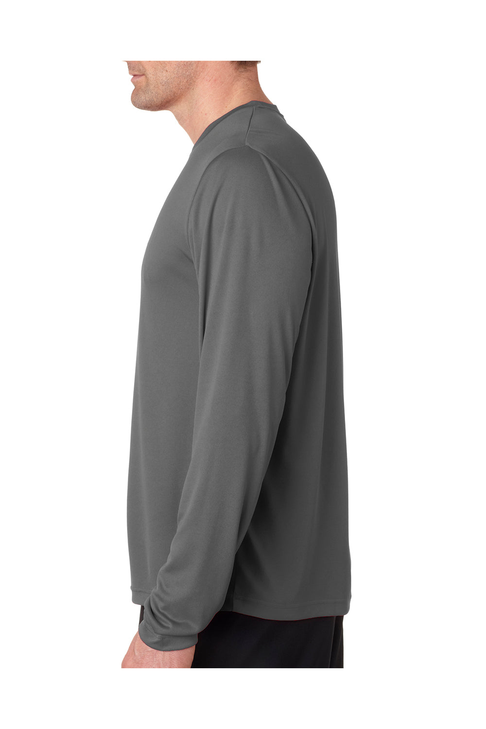 Hanes 482L Mens Cool DRI FreshIQ Moisture Wicking Long Sleeve Crewneck T-Shirt Graphite Grey Side