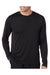 Hanes 482L Mens Cool DRI FreshIQ Moisture Wicking Long Sleeve Crewneck T-Shirt Black Front