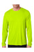 Hanes 482L Mens Cool DRI FreshIQ Moisture Wicking Long Sleeve Crewneck T-Shirt Safety Green Front