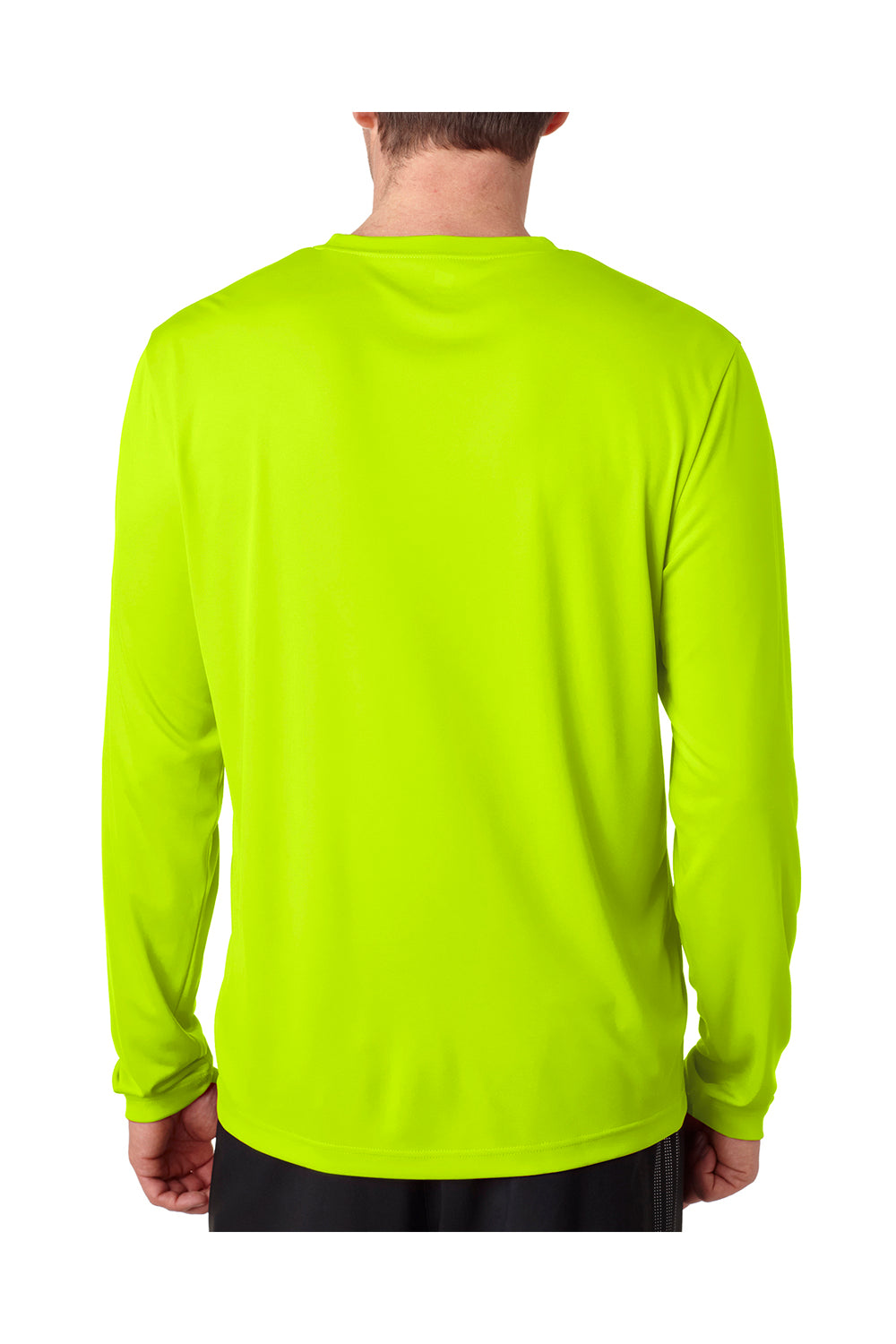 Hanes 482L Mens Cool DRI FreshIQ Moisture Wicking Long Sleeve Crewneck T-Shirt Safety Green Back