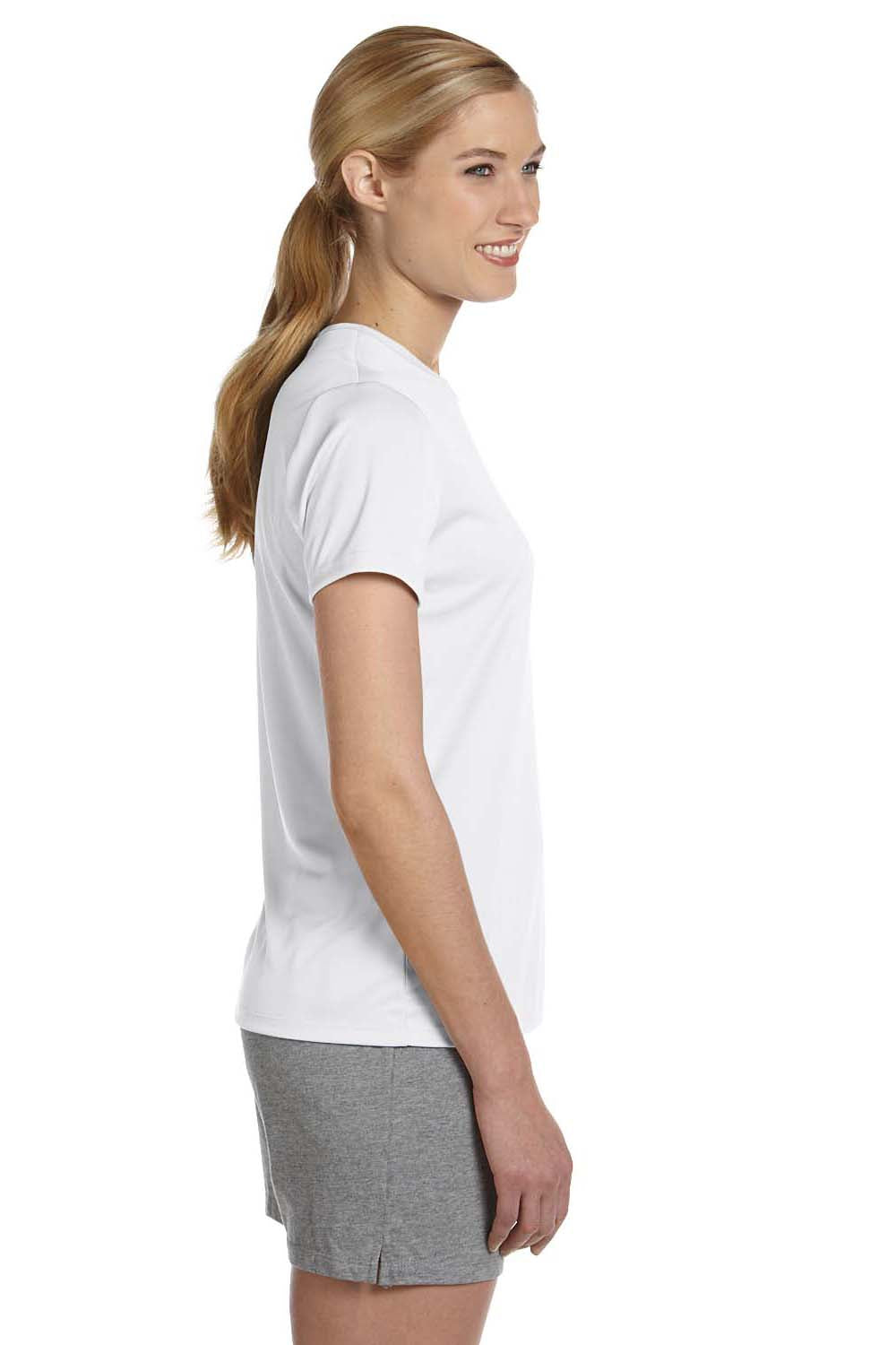 Hanes 4830 Womens Cool DRI FreshIQ Moisture Wicking Short Sleeve Crewneck T-Shirt White Side
