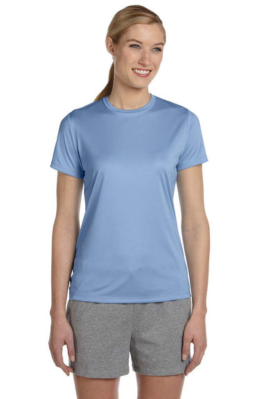 Hanes 4830 Womens Cool DRI FreshIQ Moisture Wicking Short Sleeve Crewneck T-Shirt Light Blue Front