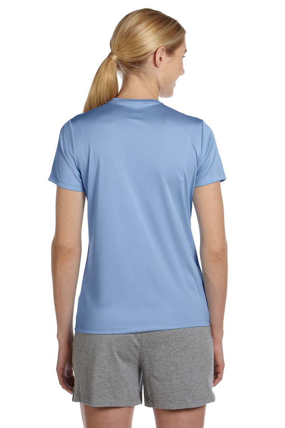 Hanes 4830 Womens Cool DRI FreshIQ Moisture Wicking Short Sleeve Crewneck T-Shirt Light Blue Back