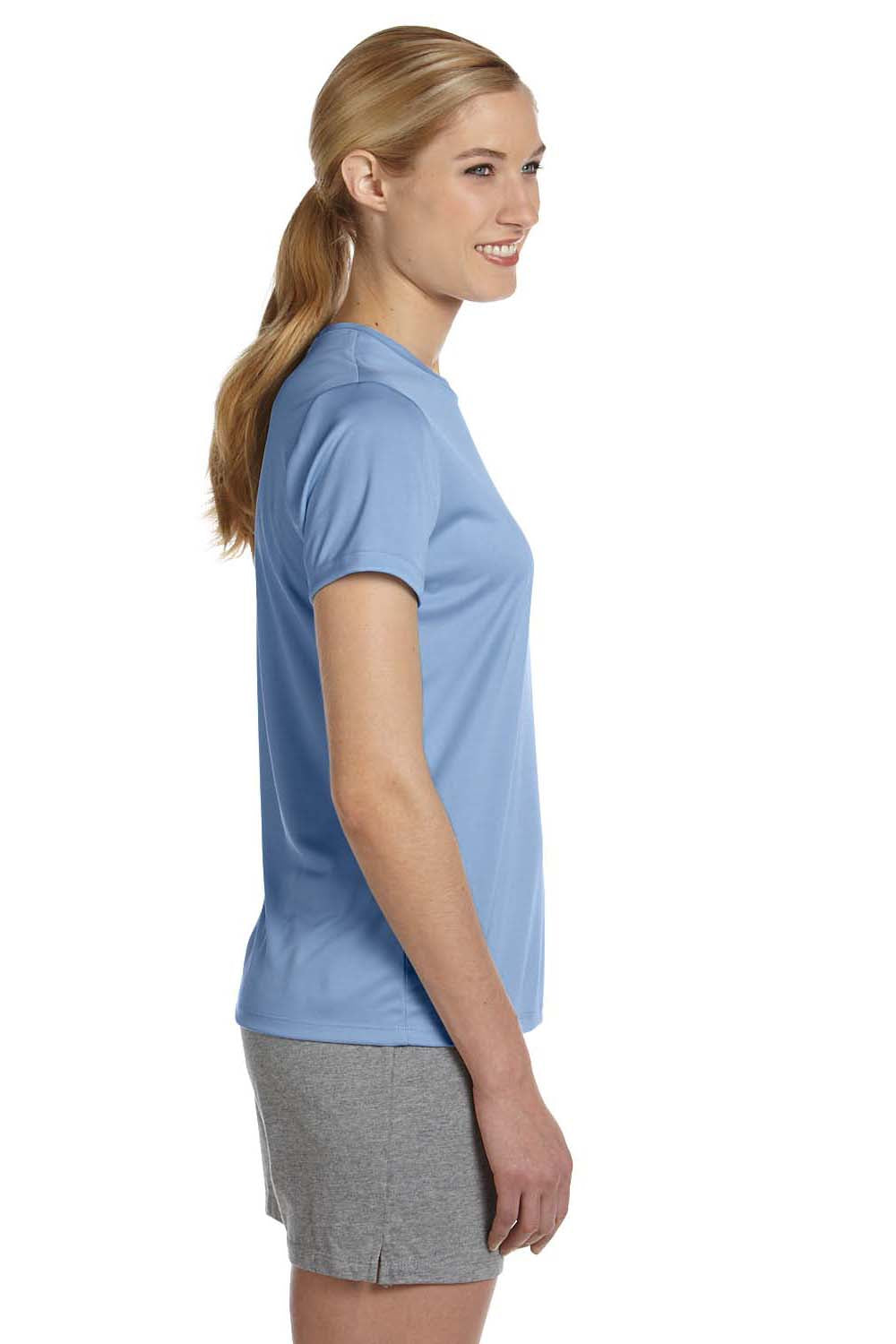 Hanes 4830 Womens Cool DRI FreshIQ Moisture Wicking Short Sleeve Crewneck T-Shirt Light Blue Side