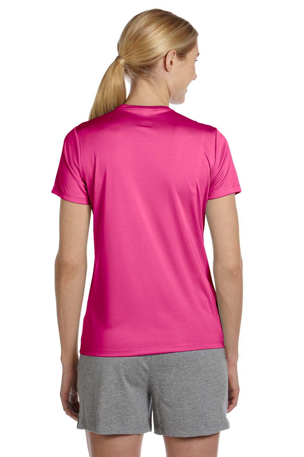 Hanes 4830 Womens Cool DRI FreshIQ Moisture Wicking Short Sleeve Crewneck T-Shirt Wow Pink Back