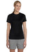 Hanes 4830 Womens Cool DRI FreshIQ Moisture Wicking Short Sleeve Crewneck T-Shirt Black Front