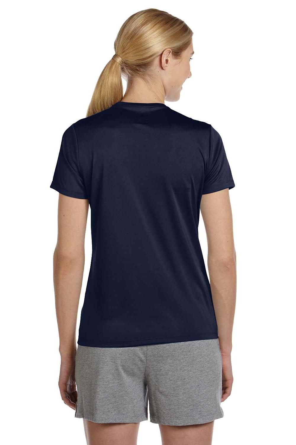 Hanes 4830 Womens Cool DRI FreshIQ Moisture Wicking Short Sleeve Crewneck T-Shirt Navy Blue Back