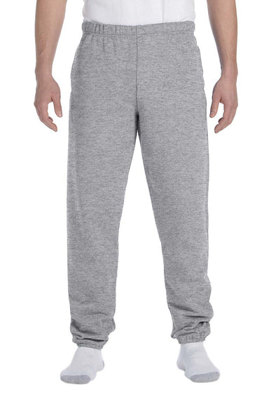 Jerzees 4850P Mens Super Sweats NuBlend Fleece Sweatpants w/ Pockets Oxford Grey Front