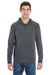 Comfort Colors 4900 Mens Long Sleeve Hooded T-Shirt Hoodie Pepper Grey Front