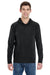 Comfort Colors 4900 Mens Long Sleeve Hooded T-Shirt Hoodie Black Front