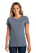 District DM104L Womens Perfect Weight Short Sleeve Crewneck T-Shirt Heather Navy Blue Front