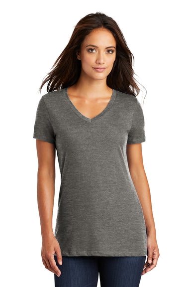 District DM1170L Womens Perfect Weight Short Sleeve V-Neck T-Shirt Heather Charcoal Grey Front