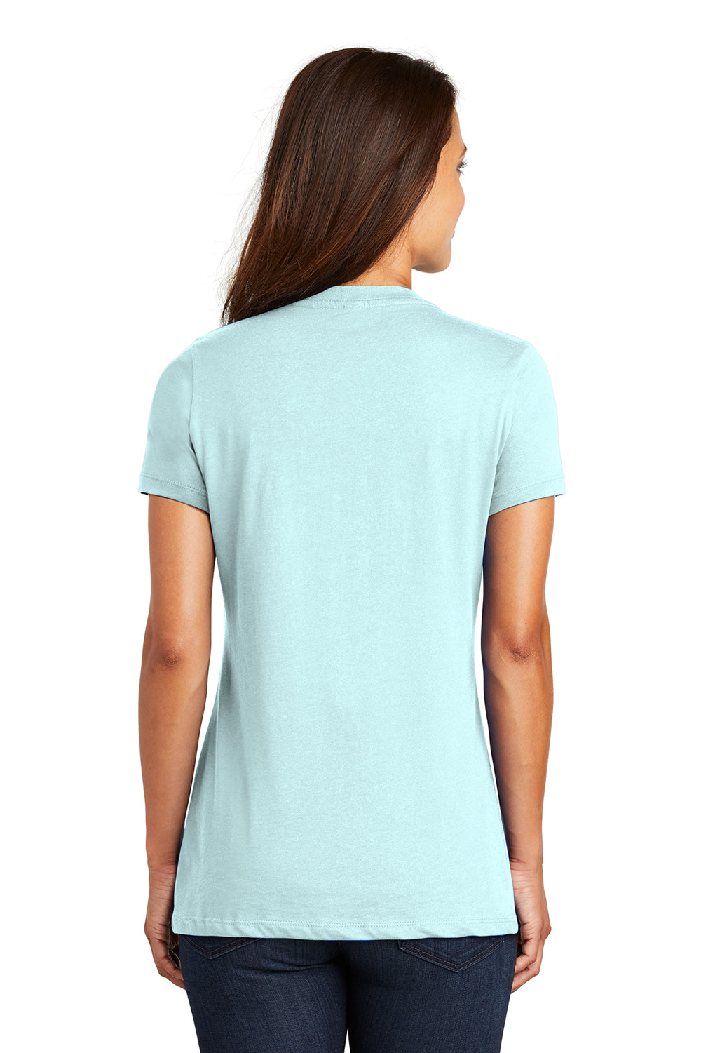 District DM1170L Womens Perfect Weight Short Sleeve V-Neck T-Shirt Seaglass Blue Back