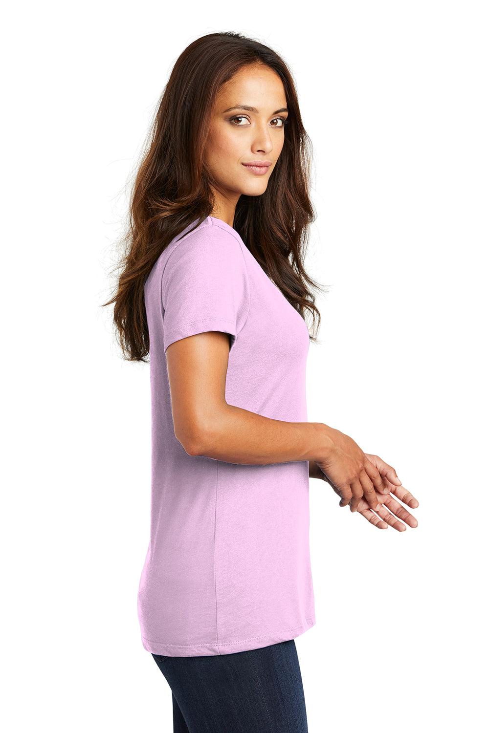 District DM1170L Womens Perfect Weight Short Sleeve V-Neck T-Shirt Soft Purple Side