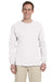 Fruit Of The Loom 4930 Mens HD Jersey Long Sleeve Crewneck T-Shirt White Front