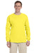 Fruit Of The Loom 4930 Mens HD Jersey Long Sleeve Crewneck T-Shirt Yellow Front