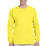 Fruit Of The Loom Mens HD Jersey Long Sleeve Crewneck T-Shirt - Yellow - Closeout