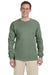 Fruit Of The Loom 4930 Mens HD Jersey Long Sleeve Crewneck T-Shirt Sagestone Green Front