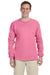 Fruit Of The Loom 4930 Mens HD Jersey Long Sleeve Crewneck T-Shirt Azalea Pink Front