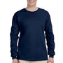 Fruit Of The Loom Mens HD Jersey Long Sleeve Crewneck T-Shirt - Navy Blue - Closeout