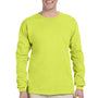 Fruit Of The Loom Mens HD Jersey Long Sleeve Crewneck T-Shirt - Safety Green