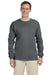 Fruit Of The Loom 4930 Mens HD Jersey Long Sleeve Crewneck T-Shirt Charcoal Grey Front