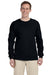 Fruit Of The Loom 4930 Mens HD Jersey Long Sleeve Crewneck T-Shirt Black Front