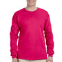 Fruit Of The Loom Mens HD Jersey Long Sleeve Crewneck T-Shirt - Cyber Pink - Closeout
